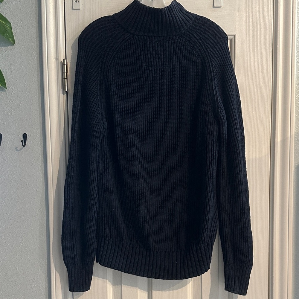 American Eagle Outfitters Y2K 2000s Navy Ribbed Mock Turtleneck Sweater Men’s L - Picture 5 of 10